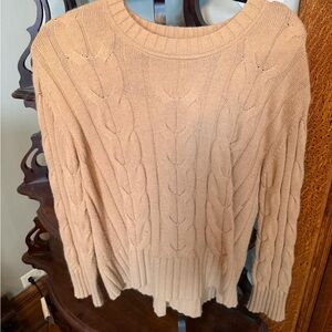 Banana Republic Cable Knit Crewneck Camel Pullover Sweater